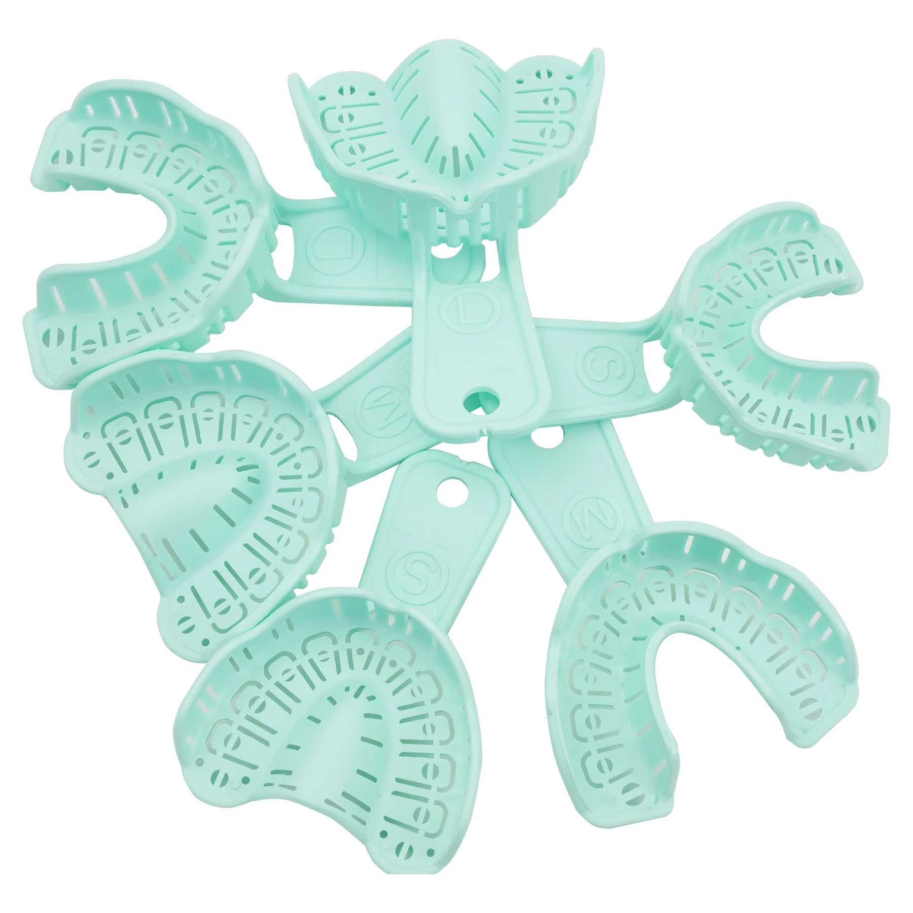 

6 шт./компл. пластиковый лоток для оттисков зубов S/M/L, лоток для зубных имплантатов, съемный лоток для частичных форм с полным ртом, легко складывается