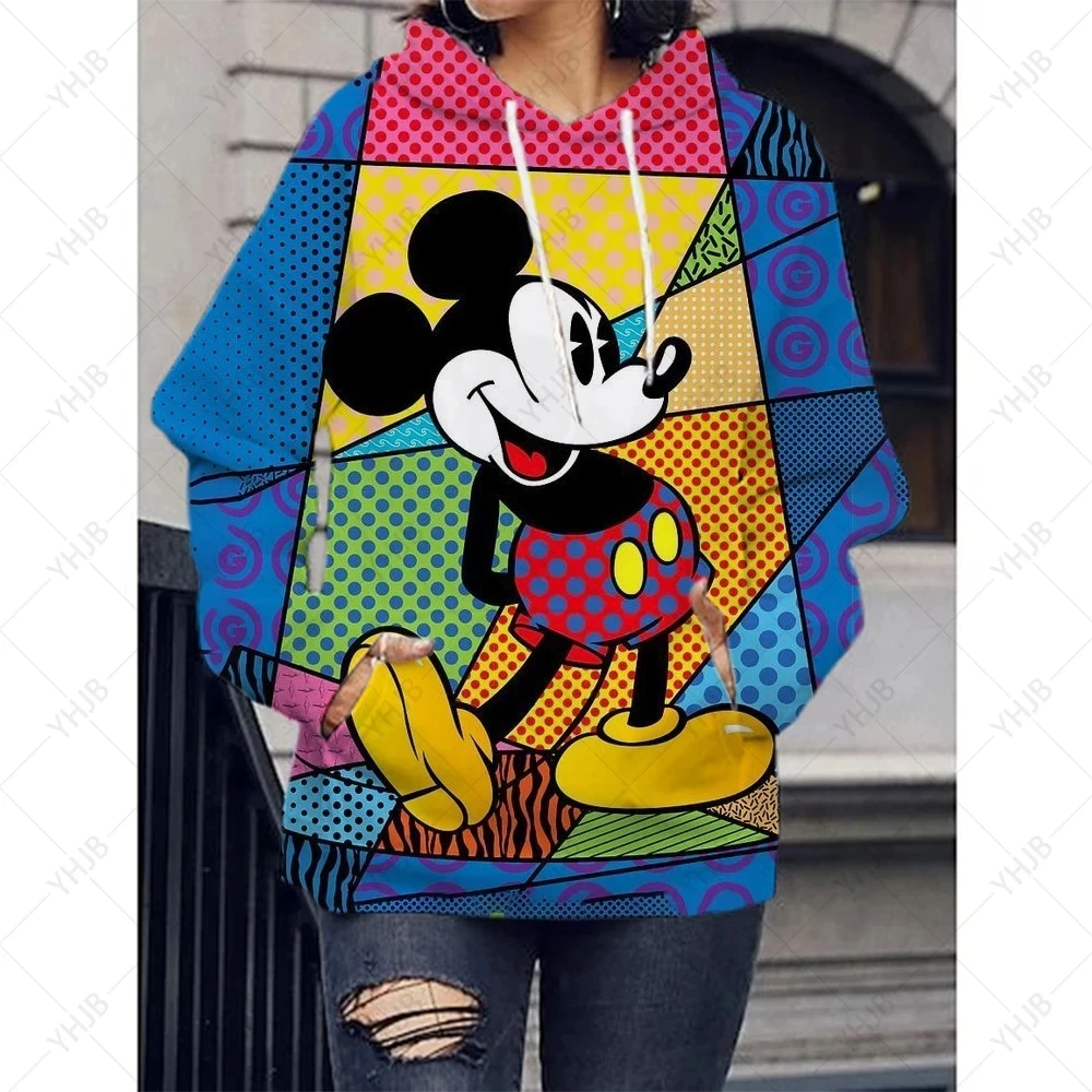 Autumn Winter Women Minnie Mouse Hoodie Kids Disney Pullover Adult Cartoon Hooded Clothing Boys Girls Fashion Top Coat With Hat