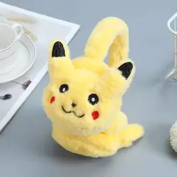 Pikachu Plush Earmuffs Cute Soft Anime Cartoon Earmuffs Plush Winter Warm Earmuffs Headphone for over 6 Year Old Kids Adult