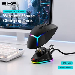 Base de carga de ratón inalámbrico para Logitech G Pro X G502, cargador magnético lightspeed para Razer, DeathAdder, Naga, Viper, Basilisk