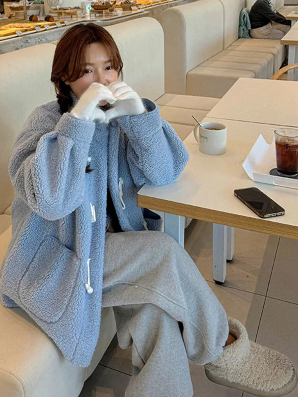 

Новое зимнее пальто с длинными лацканами из овечьего меха для колледжа, женская свободная верхняя одежда средней длины на пуговицах