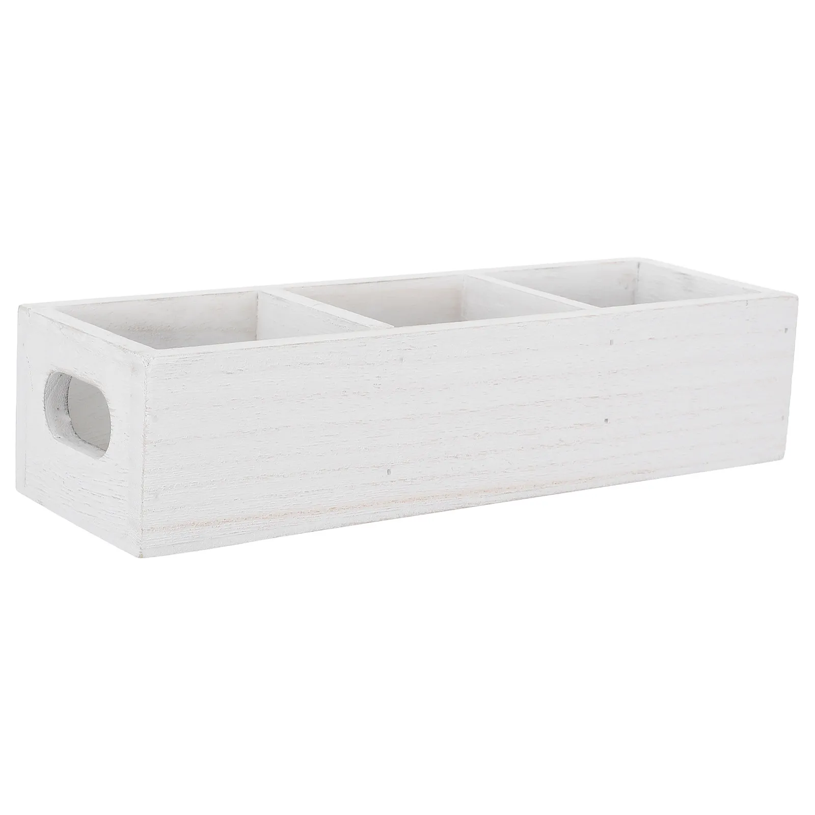 Wooden Tea Bag Organizer Box 3 Compartment White Rustic Design Kitchen Countertop Tea Chest Storage Holder Sugar Packet