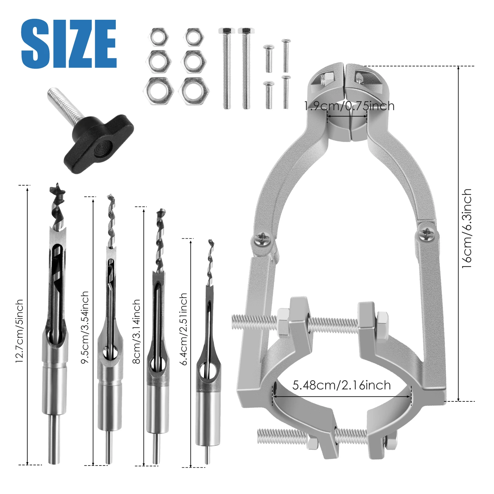 Imagem -02 - Adaptador de Broca de Furo Quadrado e Peças Conjunto de Broca de Furo Quare para Madeira Mortising Broca Imprensa Oco Cinzel Mortise Broca Ferramenta