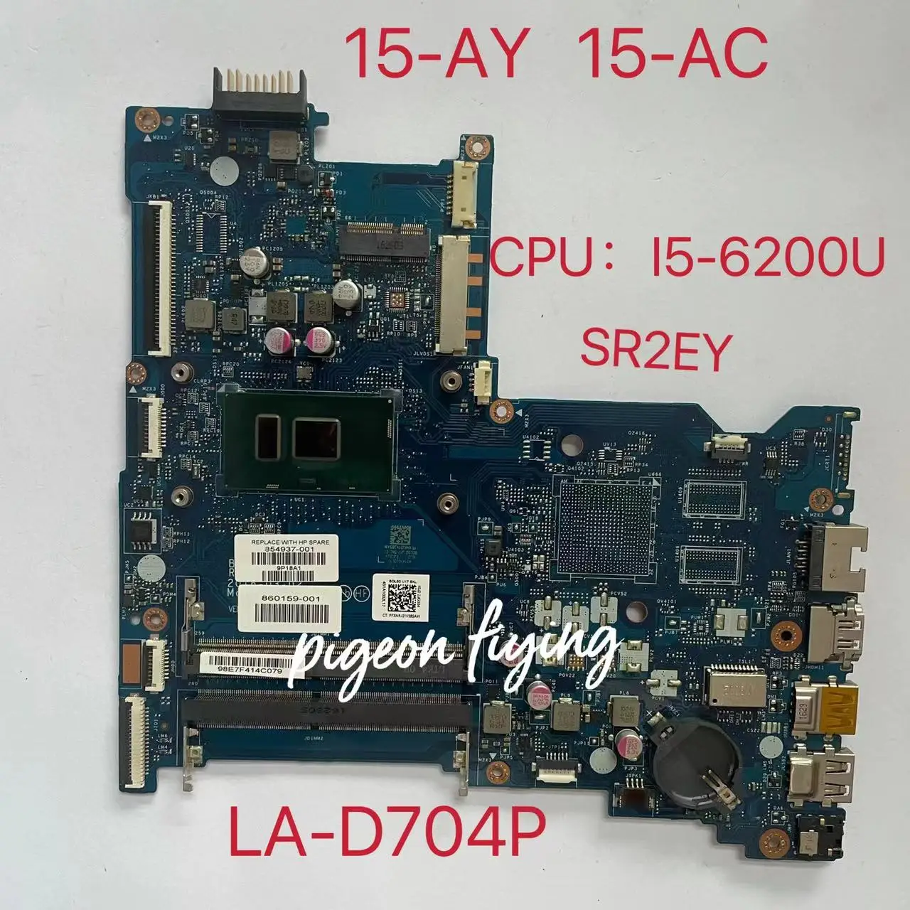 

Материнская плата для ноутбука HP 15-AY 15-AC CPU: I5-6200U SR2EY BDL50 LA-D704P 854937-601 854937-001 Системная плата 100% протестирована