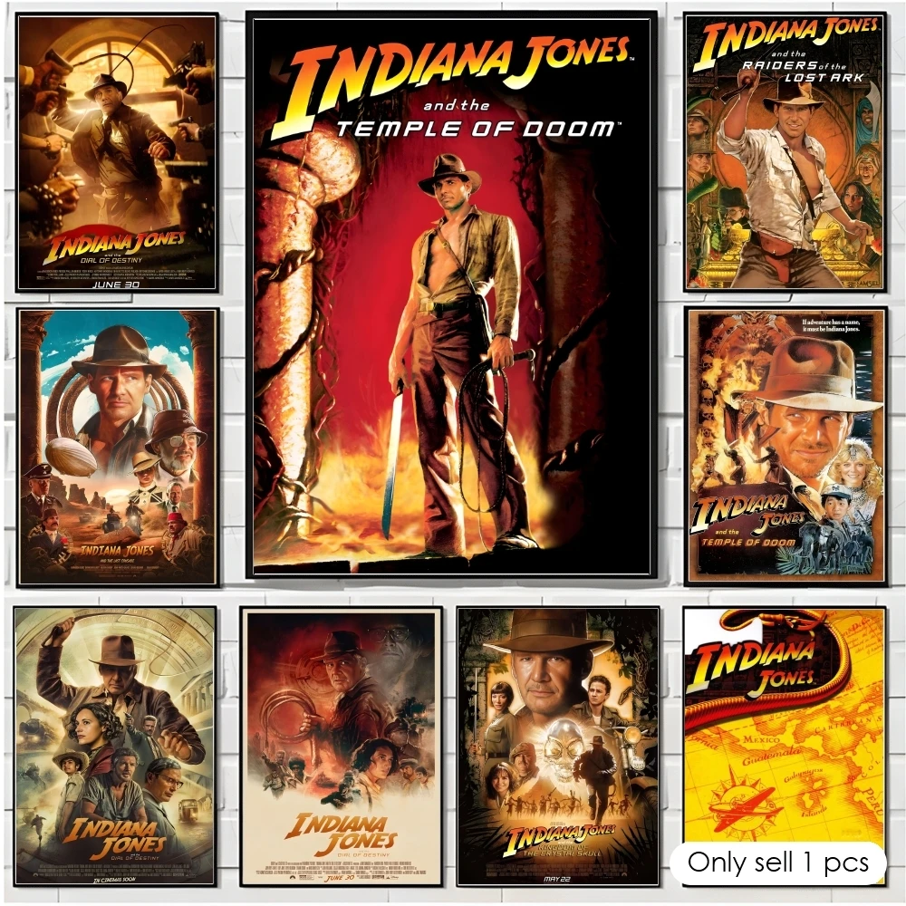 Póster Decorativo de Pared en Lienzo de Algodón con Pintura Caligráfica de la Película Los Vindisarios de la Arca Perdida I-Indiana J-Jones, Impresión HD para Decoración del Hogar