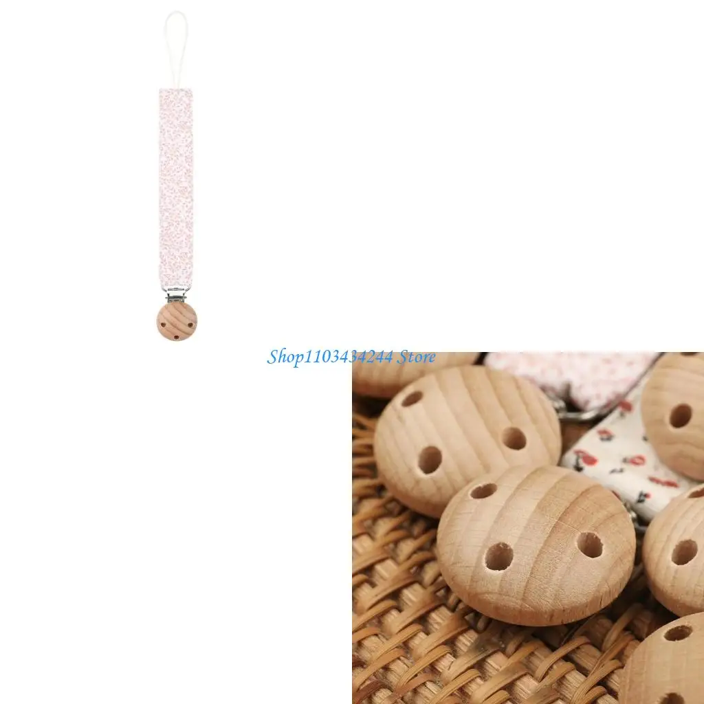 

Деревянная цепочка для соски с прекрасным принтом цветов, помощь при прорезывании зубов, зажим для детской соски