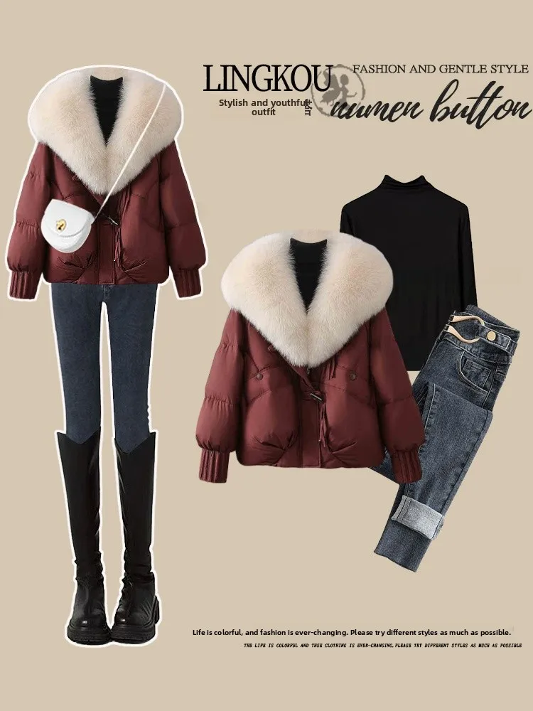 

plus Size Winter Denim Set Women's High Waist Slim Fit Pencil Pants Cotton Jaet Base irt Tee Piece Set Casual Sle