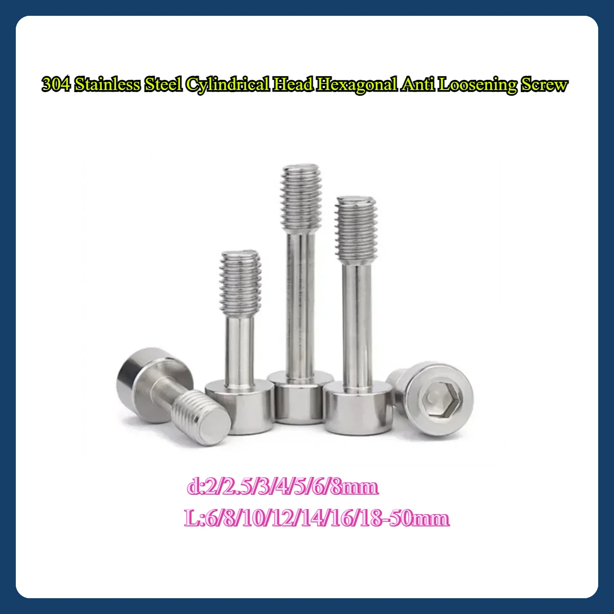 

304 Stainless Steel Cylindrical Head Hexagonal Anti Loosening Screw / Locking Half Tooth Bolt M3M4M5M6M8
