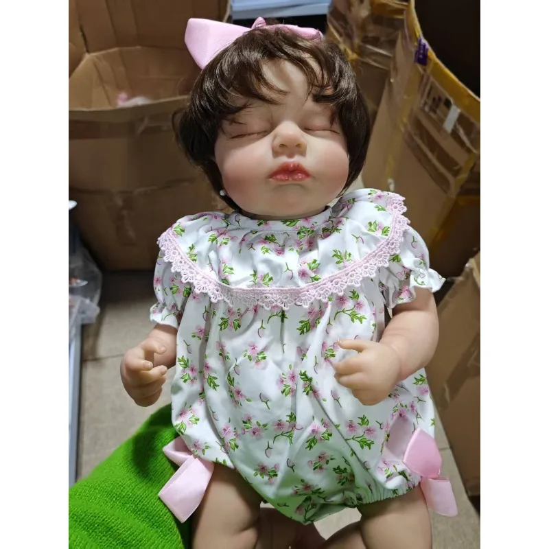 ตุ๊กตาเด็กผู้หญิงรีบอร์น 48 ซม. ลูลู่ ตัวทำจากผ้าฝ้ายเนื้อนุ่ม คุณภาพสูง ทำด้วยมือ ผมถักติดอย่างดี