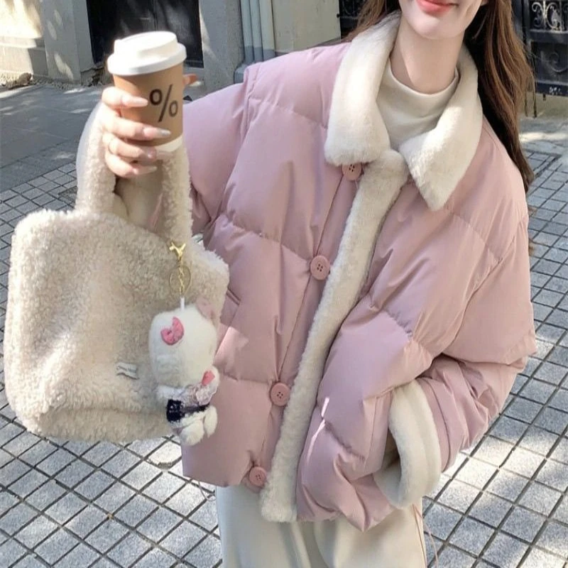 

Осенне-зимняя хлопковая куртка, новинка 2025 года, короткое женское теплое пальто с толстым воротником