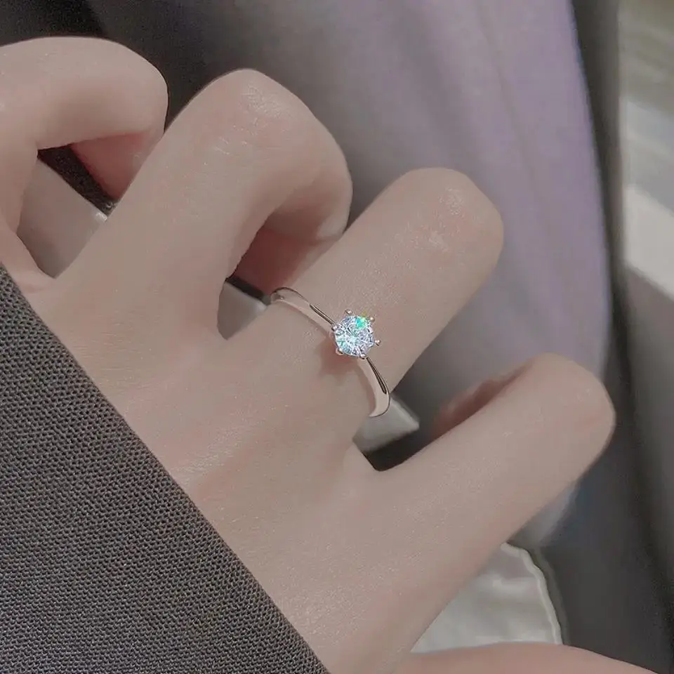

Flash diamond ring female niche design trendy opening adjustable student ring cool wind fashion