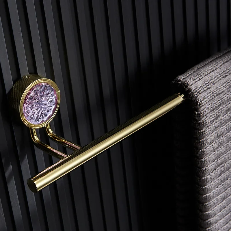 Luxury Gold Plated Crystal Tissue Holder All Copper Bathroom Towel Bar Chrome Coat Hook Wall Mounted Bath Accessory Rack for