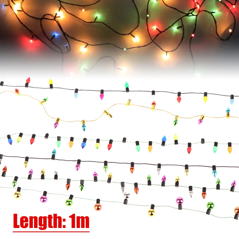 1:12 1 String Of Fake Lights Christmas Good Decoration Dollhouse Miniature Mini Furniture Accessories String Lights