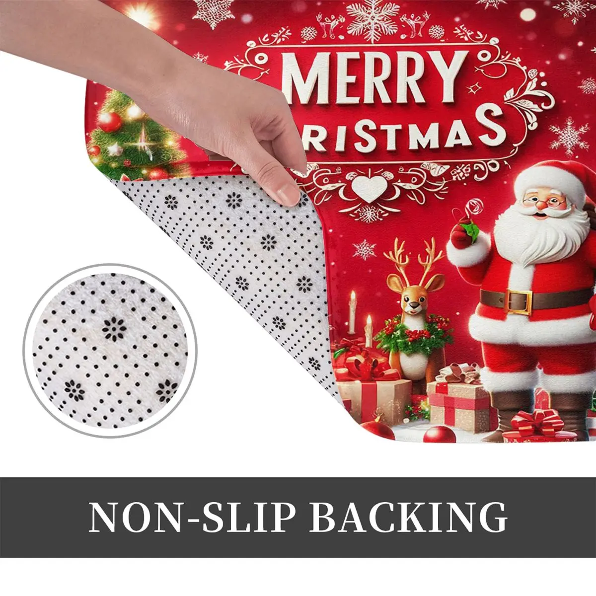 Christmas Day Reindeer And Santa Claus Designed Non-slip Doormat Floor Mat Carpet Rug for Kitchen Entrance Bedroom Footpad Mats