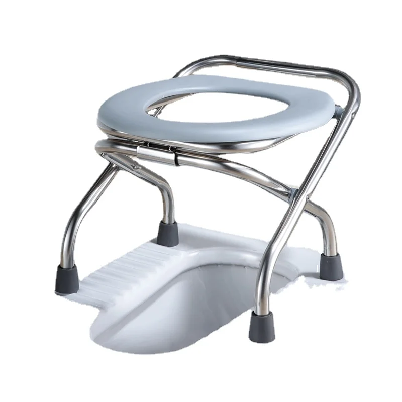 

Foldable Pregnant Women Potty Seat Elderly Toilet Portable Mobile Toilet Simple Stainless Steel Toilet Stool Household