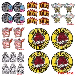 10PCS Wholesale Punk/Love Flame Embroidery Patch Sewing Embroidered Patch Iron On Patches For Clothing Jacket Jeans Decorate DIY