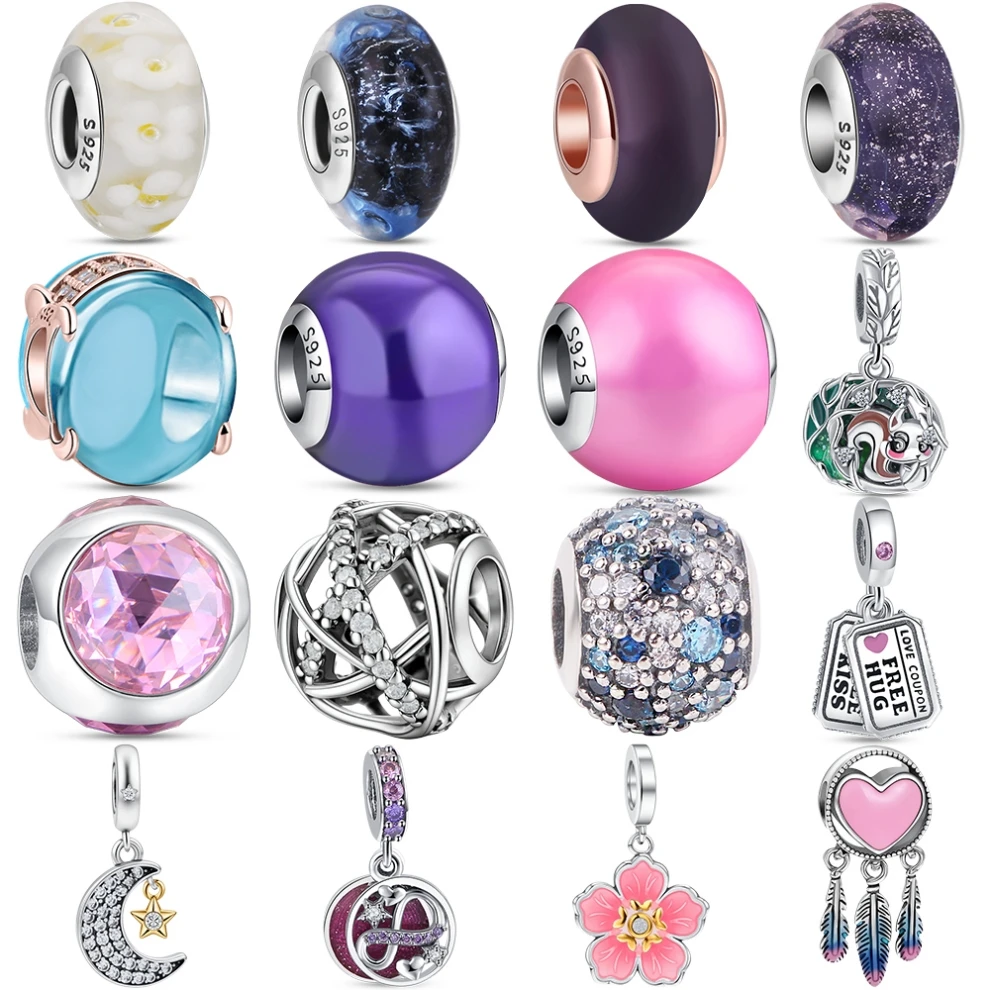 925 Sterling Silber Charms Perlen Original Glasperlen Traumfänger Charm Passend für Markenarmbänder DIY Schmuck für Frauen Geschenk