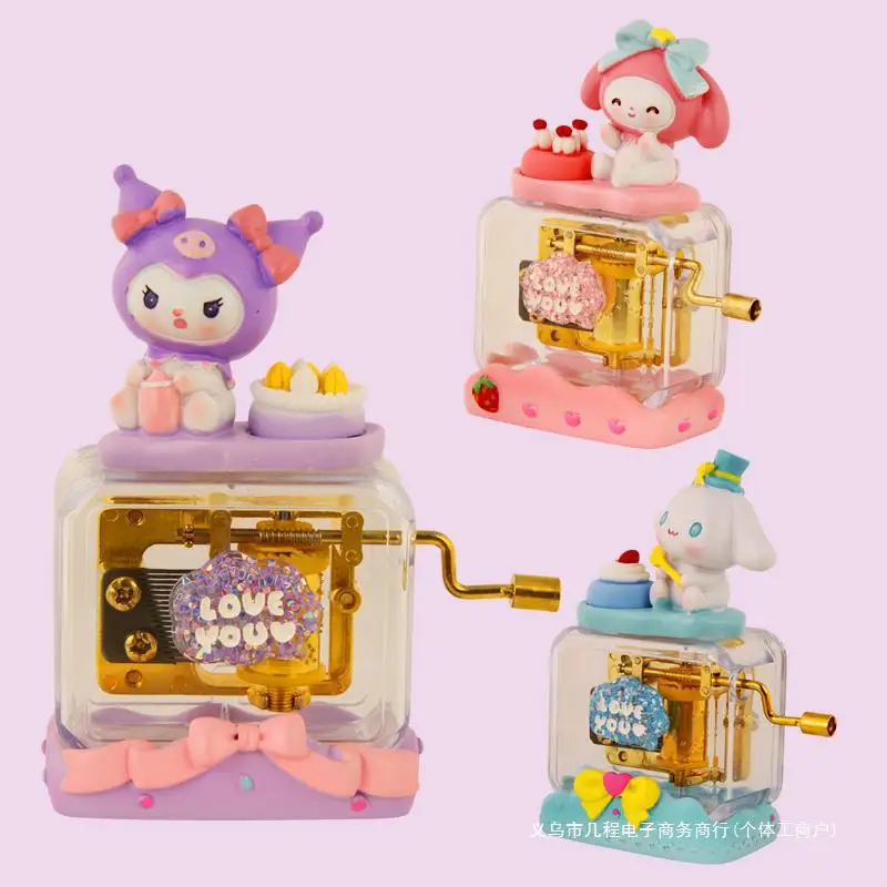 子供のためのカワイイハローキティオルゴール,アクションフィギュアコレクション,かわいいおもちゃ,誕生日プレゼント,kuromi mymelody pompomprin pochacco,新しい