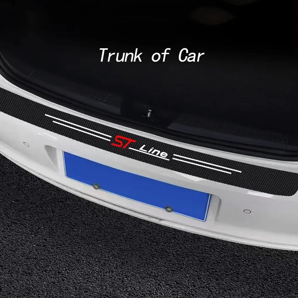 Auto Door Sill Carbon Fiber Car Sticker Protector Strip Waterproof Protect Film For Ford ST LINE STLINE Mk3 Mk4 Focus Mustang