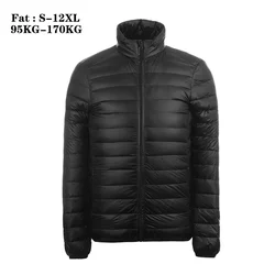 Plus Size 11XL piumini da uomo 2024 nuovo autunno inverno leggero impacchettabile bianco piumino d'anatra grasso cappotti Casual Parka di piume