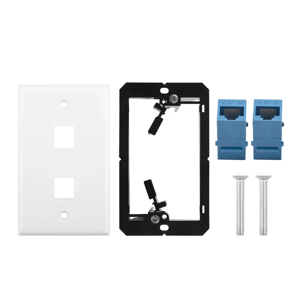 Ethernet Wall Plate with Low Voltage Mounting Bracket,Single Gang 2 Port Cat6 Ethernet Cable Wall Outlet