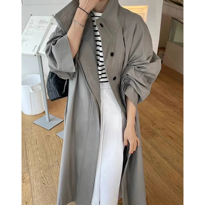 

Бежевый плащ для женщин, привлекательный плащ Rain Maillard Mujer спереди, художественный универсальный наряд, мешковатые плащи на молнии Bf