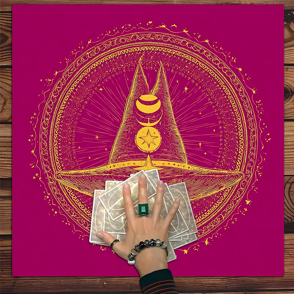 

Moon Wizard Hat Tarot Cloth Art Design Tarot Table Cloth Tarot Altar Cloth, Tarot Cloth for Reading Divination Witchy Home