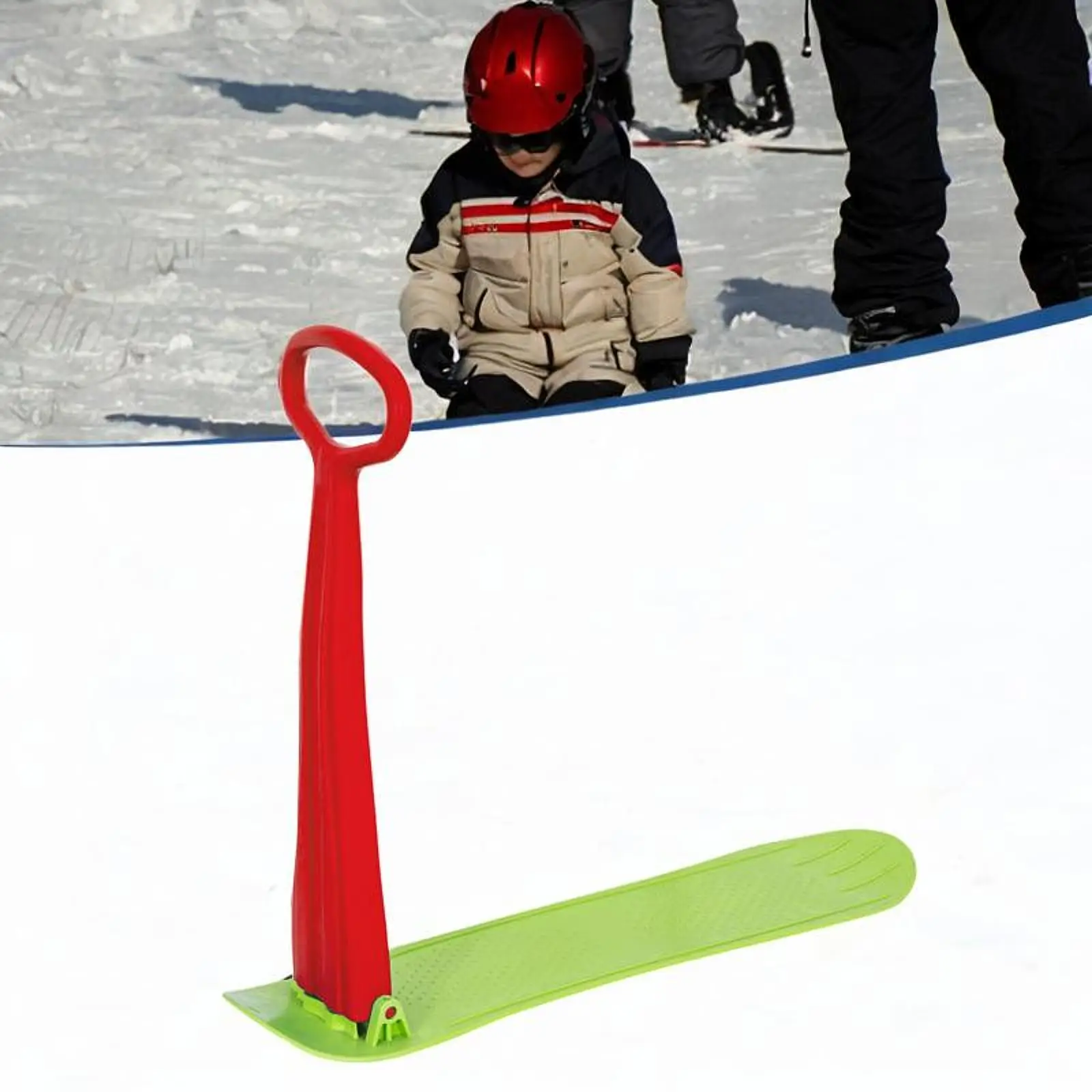 Foldable Snow Sled Board Compact Winter Fun Ski Skate Snowboard with Handlebar Outdoor Sports for Kids Children Teenagers