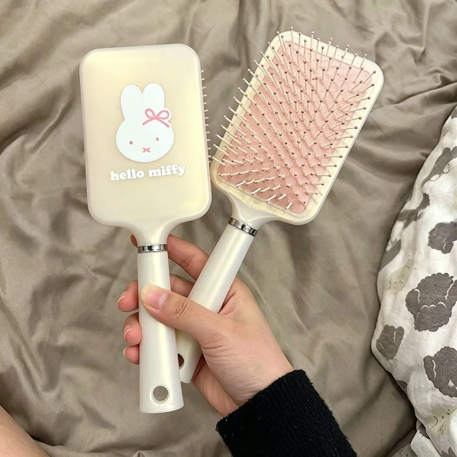 New Cute Cartoon Miffy Air Cushion Brush Portable and Stylish Fluffy Styling Tool Scalp Massaging Hairbrush Anime Women Gifts