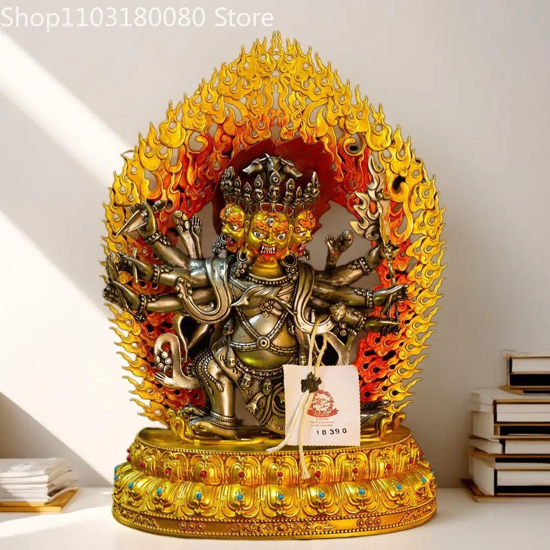 26cm White Copper gilding Hayagriva Vidyaraja buddha statue Painting Horse Head Vajra sculpture