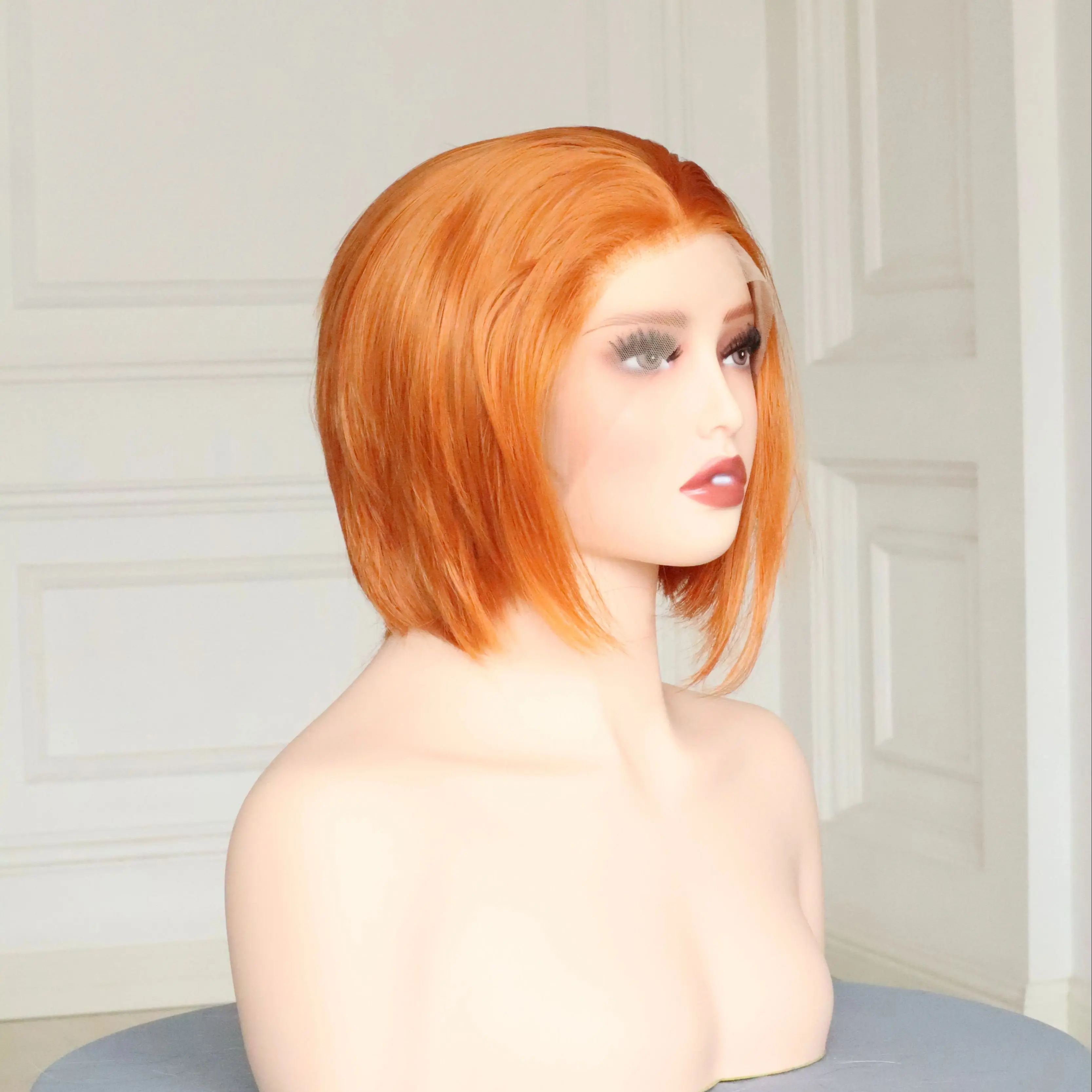 

Оранжевый короткий боб, парики для косплея для мужчин, натуральный синтетический парик 13x4, бесклеевой парик на кружеве для женщин, высококачественный парик для вечеринки в стиле пикси