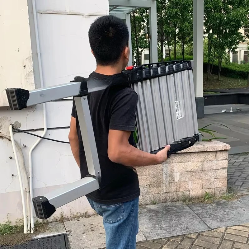 سلم قابل للطي متعدد الأغراض، سلم تلسكوبي باللون الأسود #4