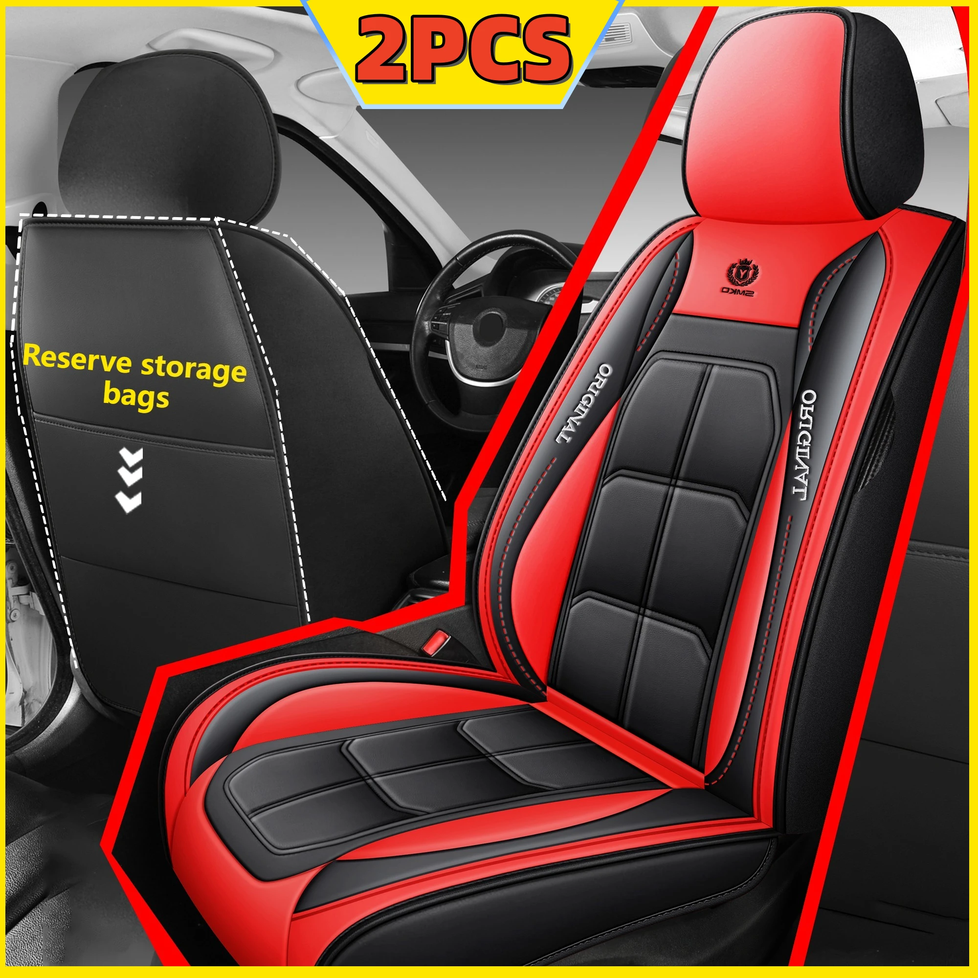 

Car seat cover All inclusive full PU leather seat cushion, single seat driver and passenger universal seat cover 2PCS