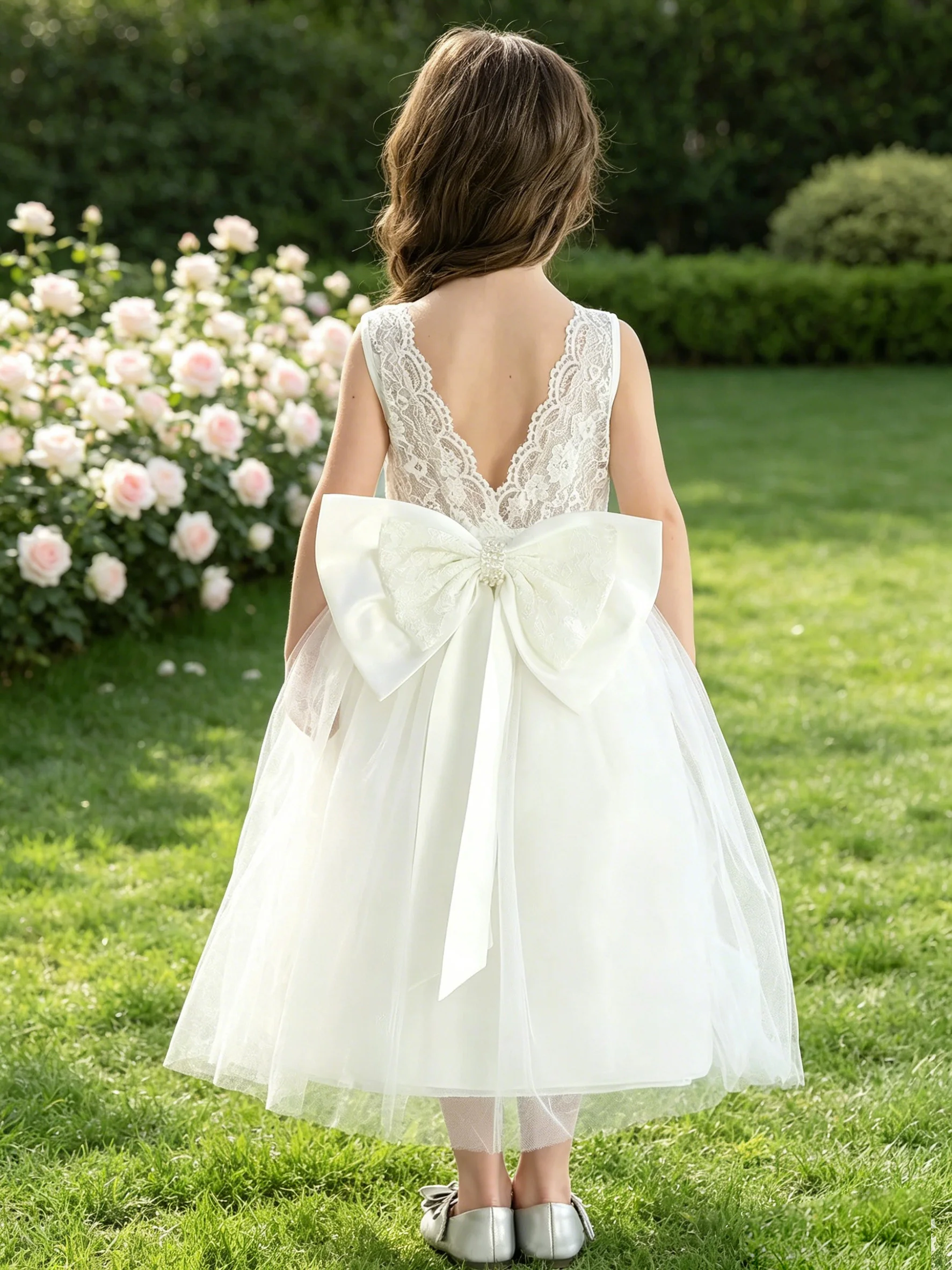 Blumenmädchenkleider für Hochzeiten, Spitzenkleider, Prinzessinnenkleid für Babys, Geburtstagsfeier, festliches Brautjungfernkleid für Kinder von 4–7 Jahren