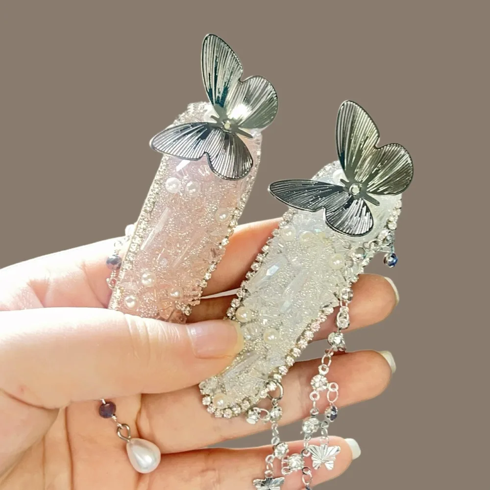

New Rhinestone Pearl Butterfly Hair Clip for Women Elegant Delicate Hairpin High End Fashion Headpiece BB Clip Hair Accessories