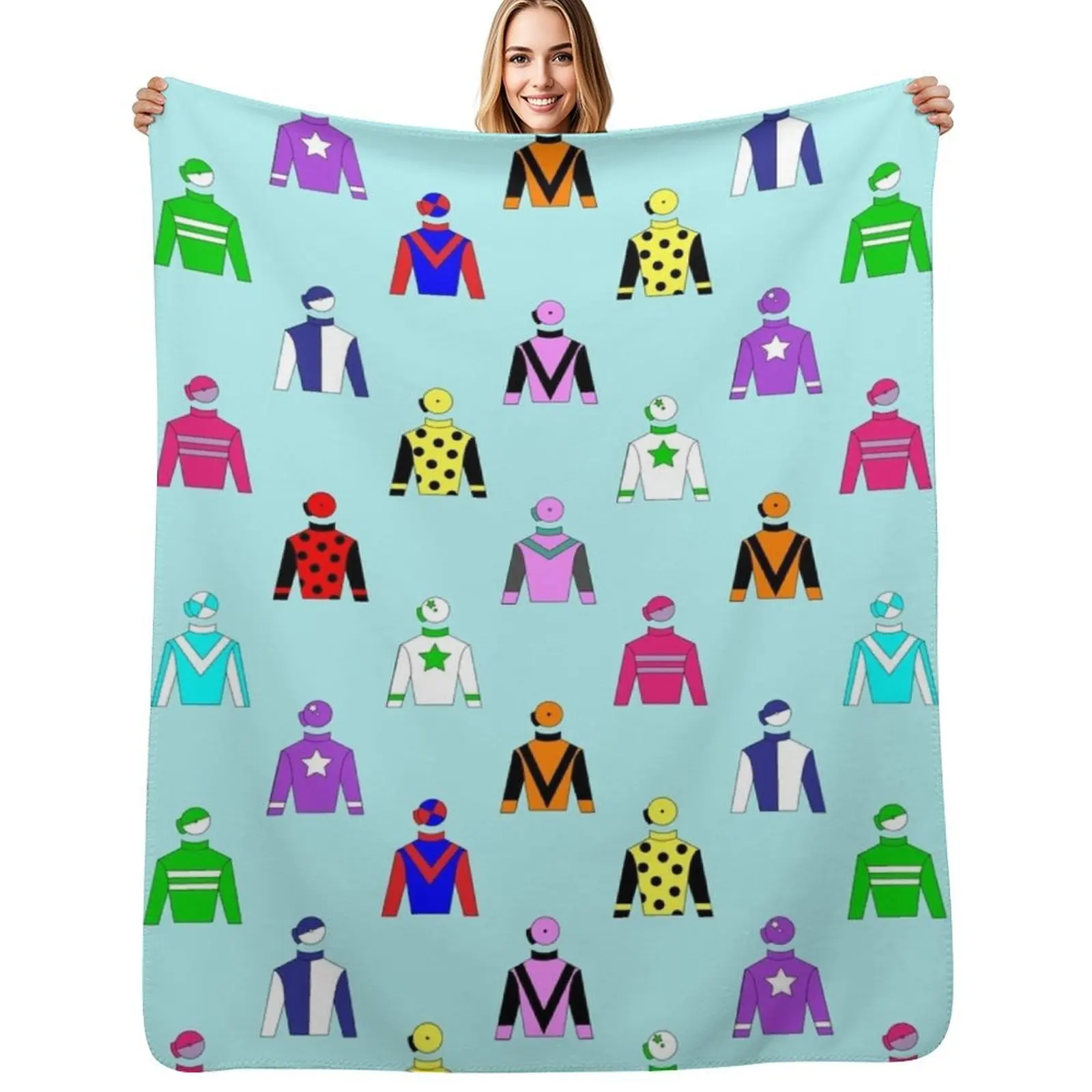 Horse Racing Jockey Silks Throw Blanket Soft Bedroom Blanket for Night Sleeping