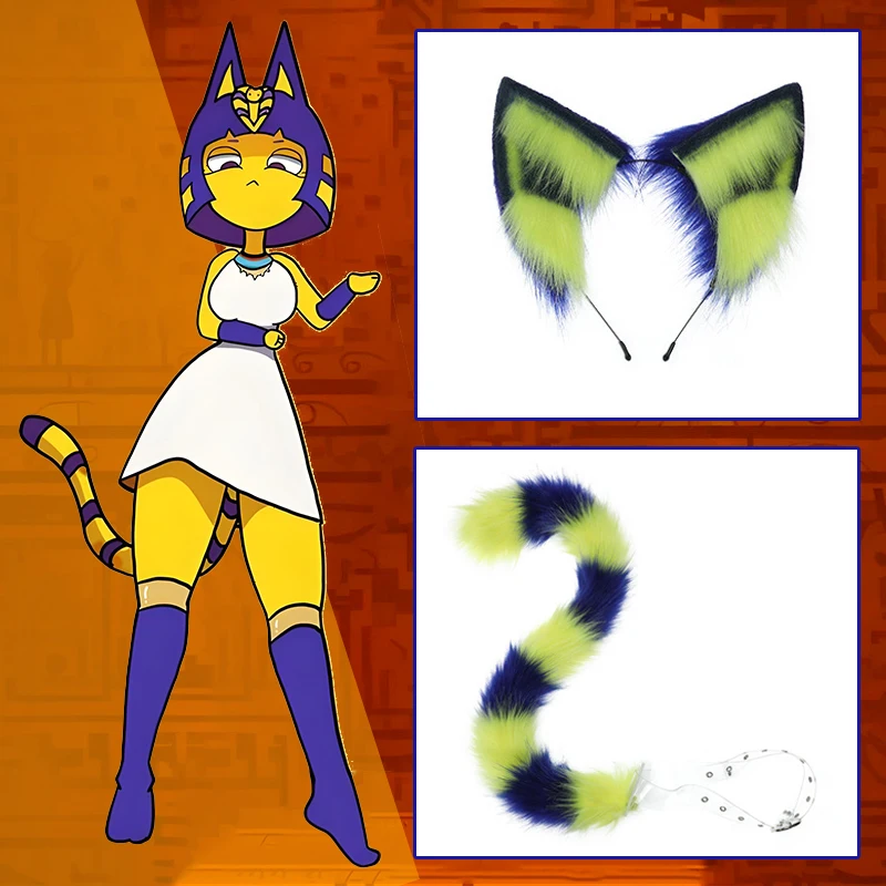 

Ankha Cosplay Prop Ear And Tail Anime Egyptian Queen Game Animal Crossing Performance Halloween