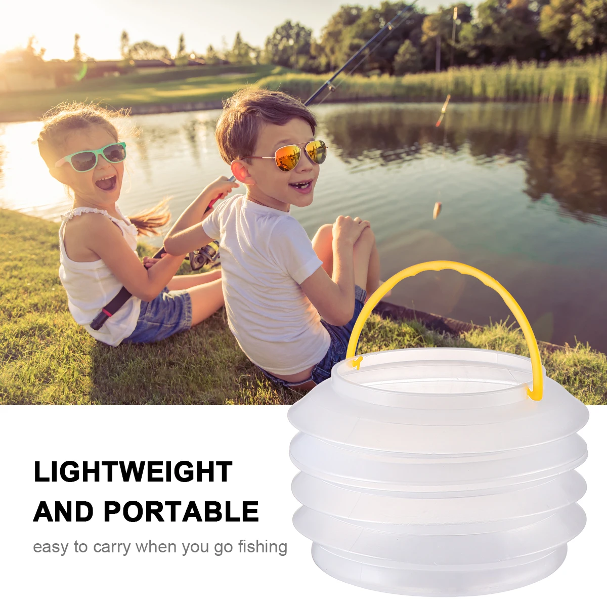 

2pcs 2L Portable Foldable Water Bucket Outdoor Fishing Lightweight Plastic Storage Transparent Stretchable Container