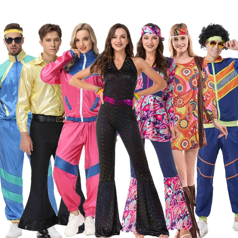 loween Hip Hop Performance Costume 7080s Retro Disco Hippie Cosplay Stage Performance Clothes Women's Ethnic Faion