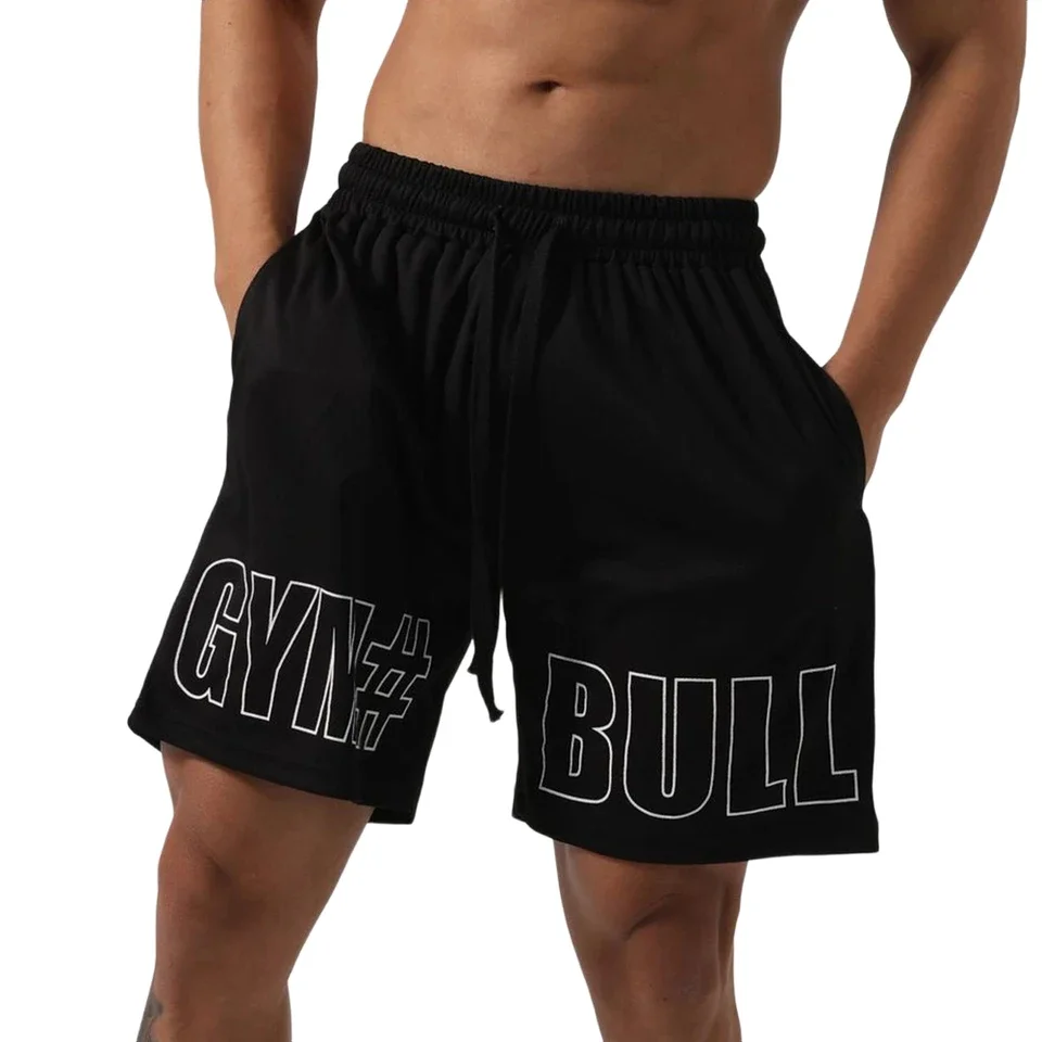 Loose Fit Quick Dry Men's Sports Shorts Breathable Polyester Fitness Trousers with Drawstring for Summer Training Running