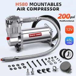 Compresor de suspensión neumática de alta resistencia 12V 200PSI/100% Ciclo de Trabajo/Pump para Tanques de Aire, Bolsas, Bocinas de Aire Super Factory H580