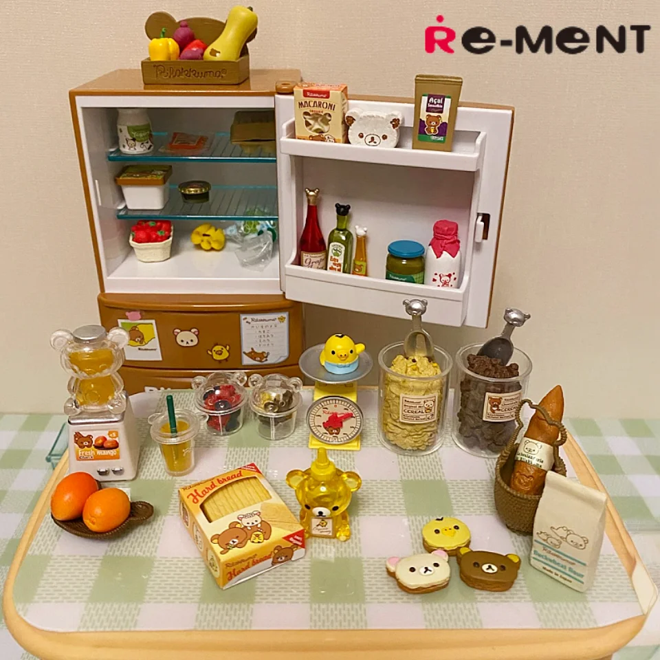 

Rement Rilakkuma Miniature Food Convenience Store Fridge Micro Food Lazy Bear Boxed Toy Collectible Figure Gift