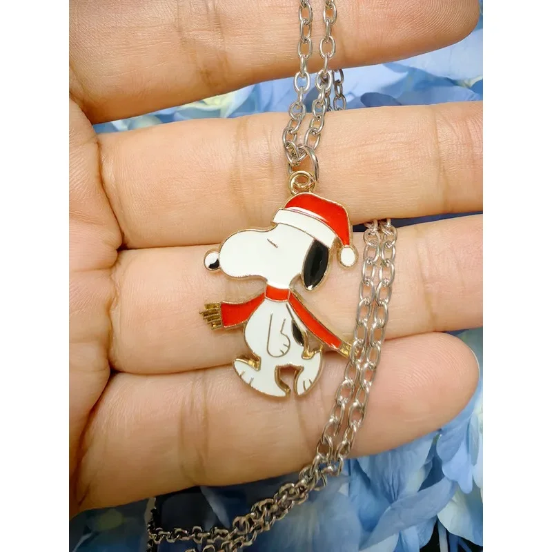 Snoopy Cartoon Necklace Anime Action Figures Anime Cute Q Figurals Alloyed Necklace Decoration Children Birthday Christmas Gifts