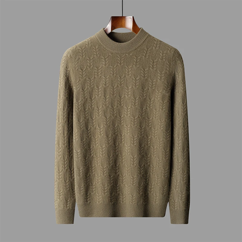 Wheat Ears Fall/Winter new 100% Merino wool cashmere sweater men's half o-neck pullover warm bottom knit shirt top