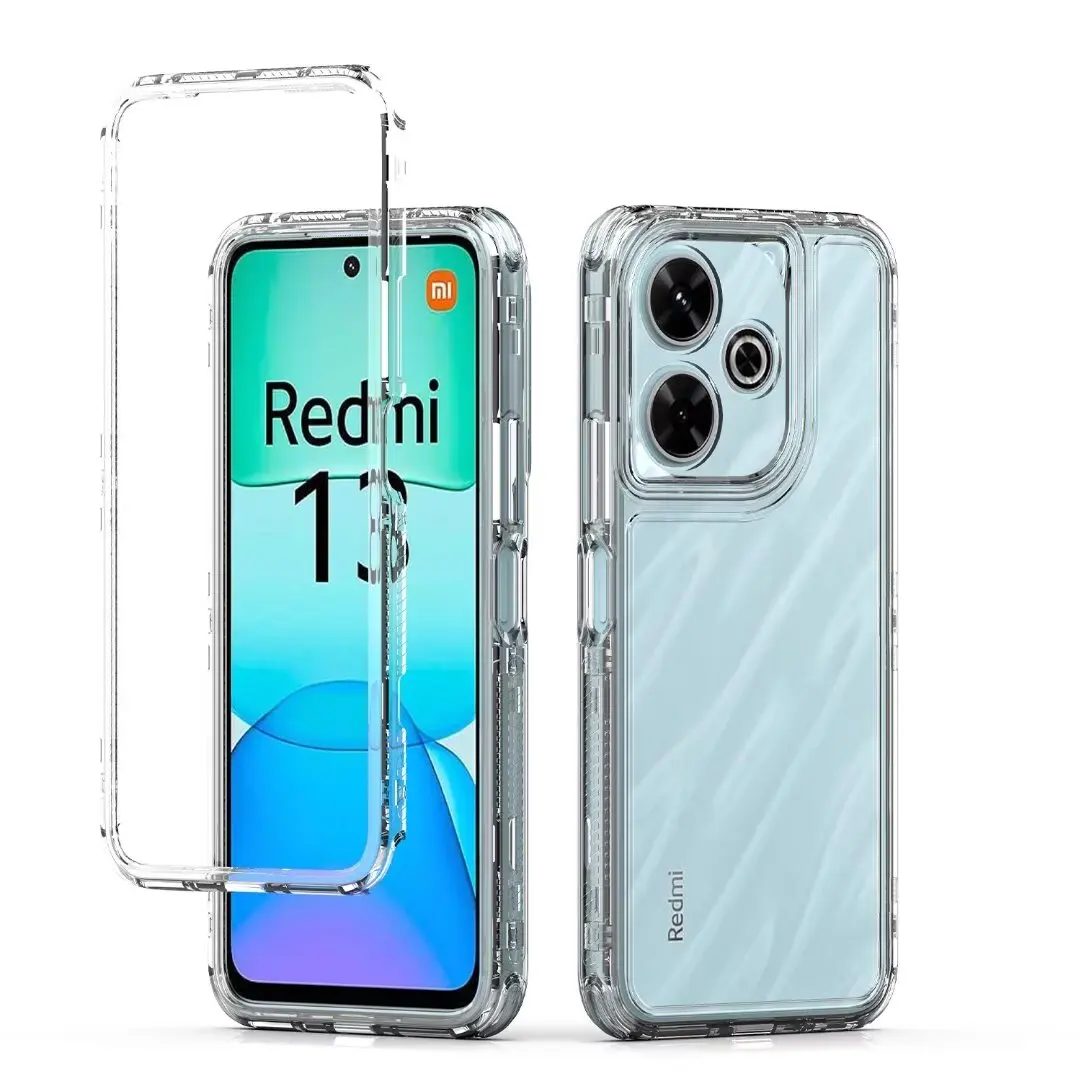 Transparent Cell Phone Case 3 in 1 For Xiaomi Redmi 13 4G /Note12pro 4G / Redmi 10C Drop-Proof Shock-Proof Effective Protection