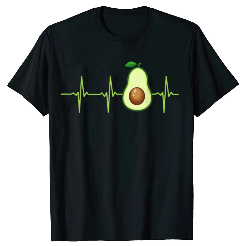 Funny Avocado Heartbeat Vegan Men Women T Shirts Summer Style Graphic Cotton Streetwear Short Sleeve Birthday Gifts T-shirt