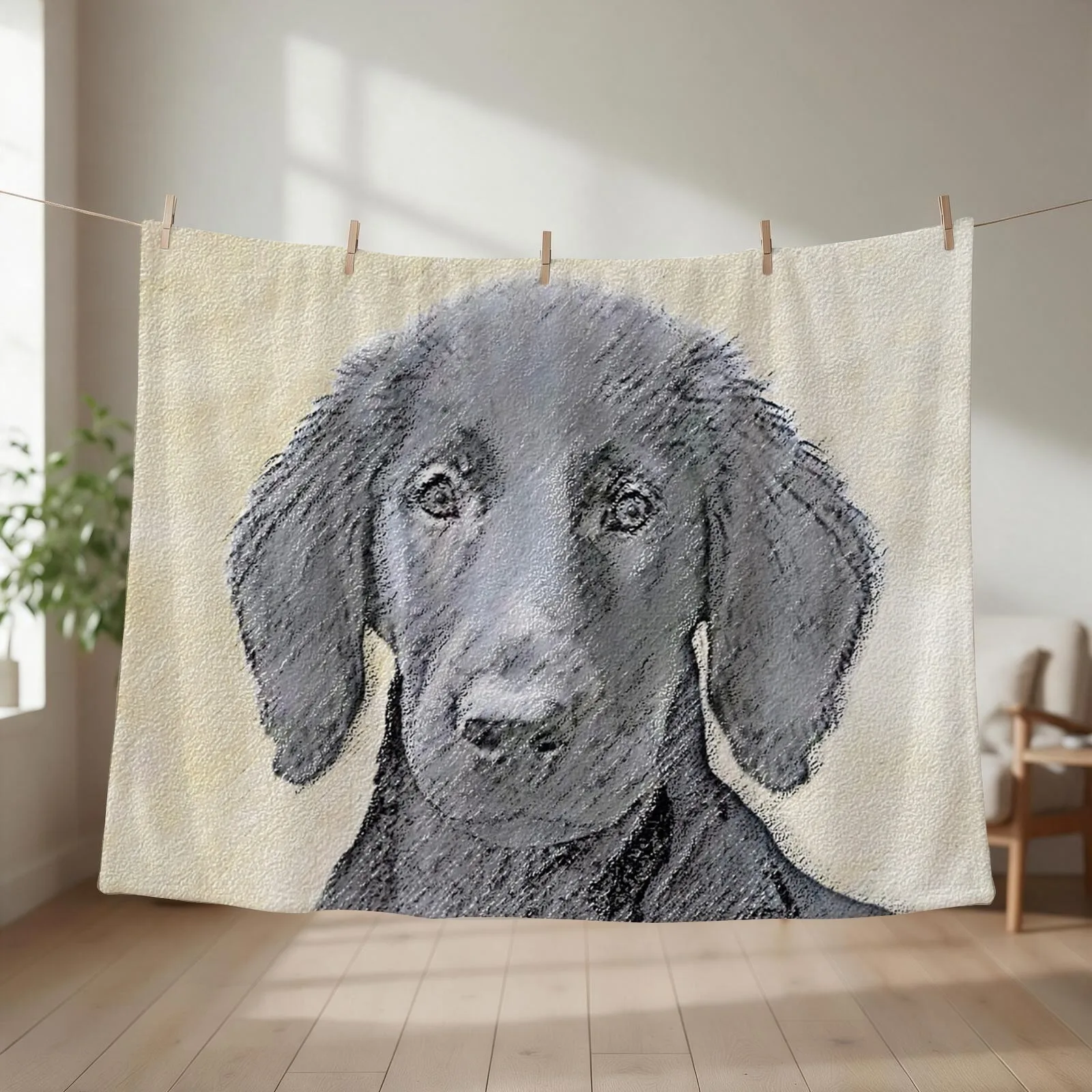 Flat-Coated Retriever Throw Blanket couch cozy soft plush fuzzy picnic outdoor blanket