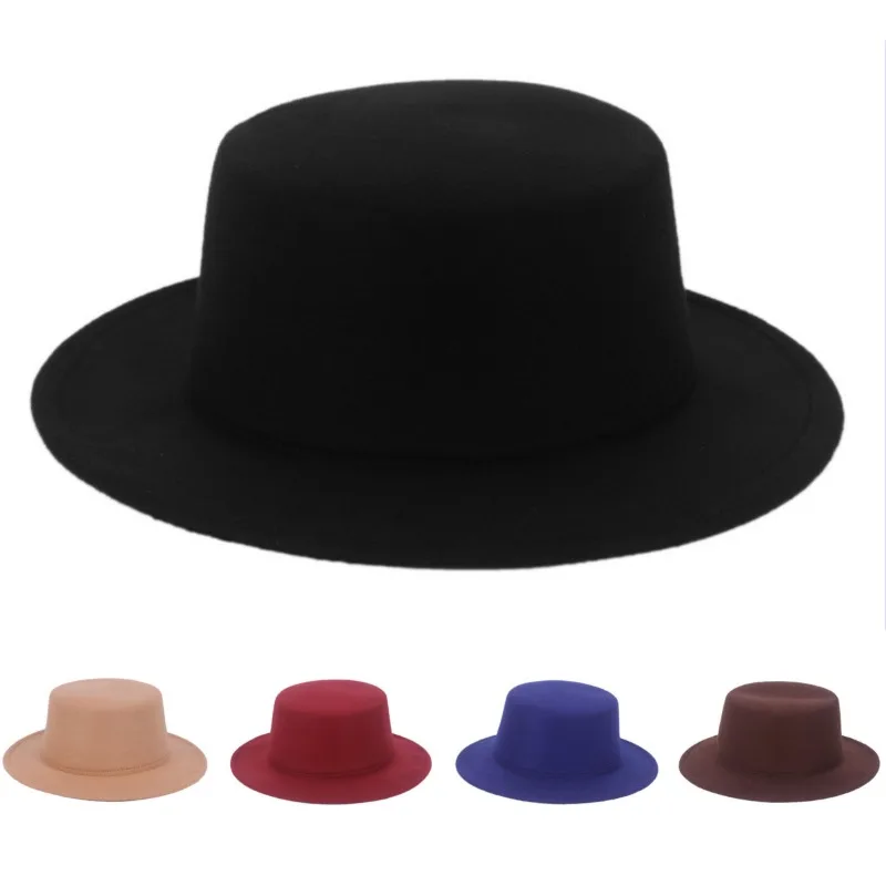 Winter Autumn Imitation Woolen Women Men Ladies Fedoras Top Jazz European American Panama Round Caps Bowler Hats Feminino Gorra