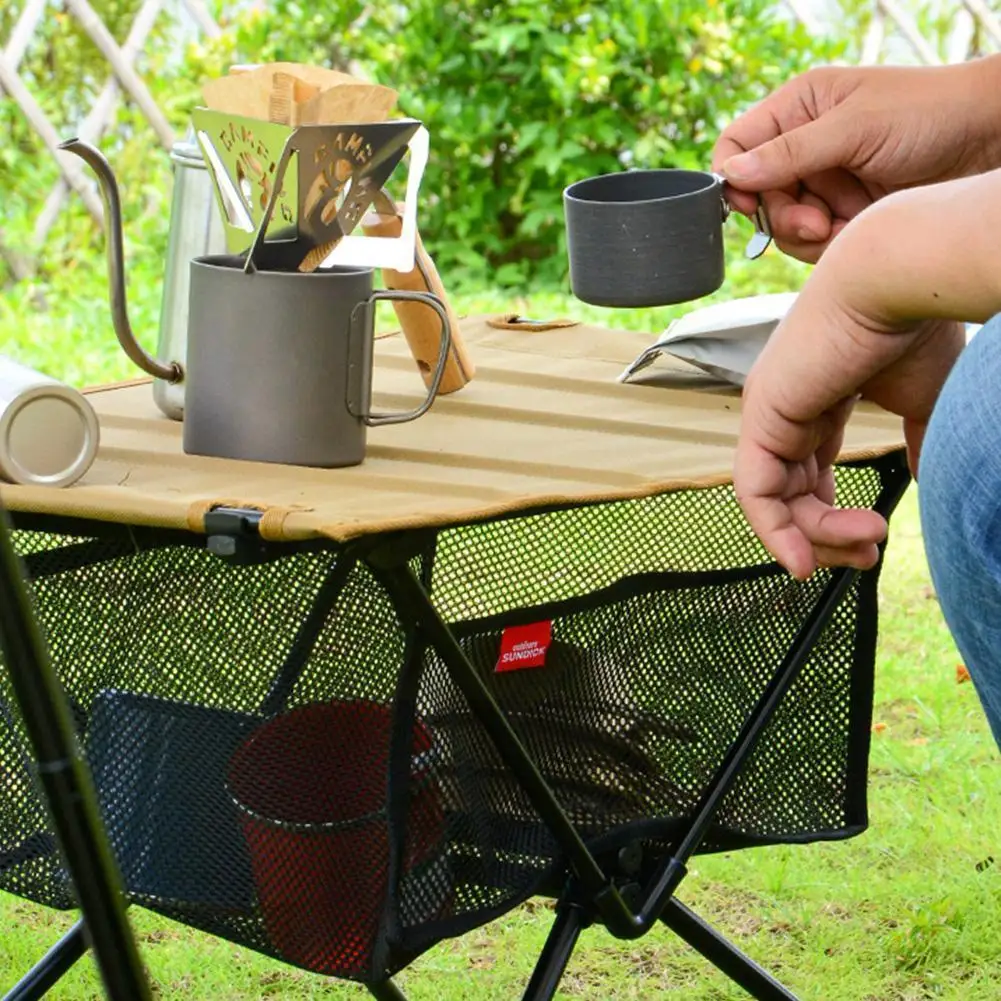 Folding Table Portable Storage Net Shelf Bag Stuff Mesh For Picnic Outdoor Camping Barbecue Kitchen Folding Table Rack D2p5