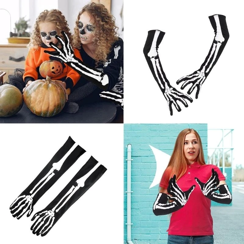 5ASD Guantes esqueleto Halloween
